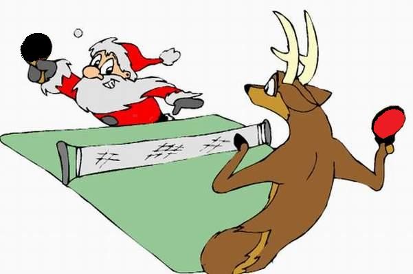 Weihnachtsmann Rentier Tischtennis